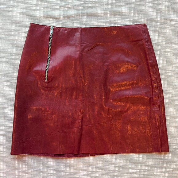 VINTAGE Leather Miniskirt Burgundy Maroon y2k Grunge Thrasher Metal Punk…